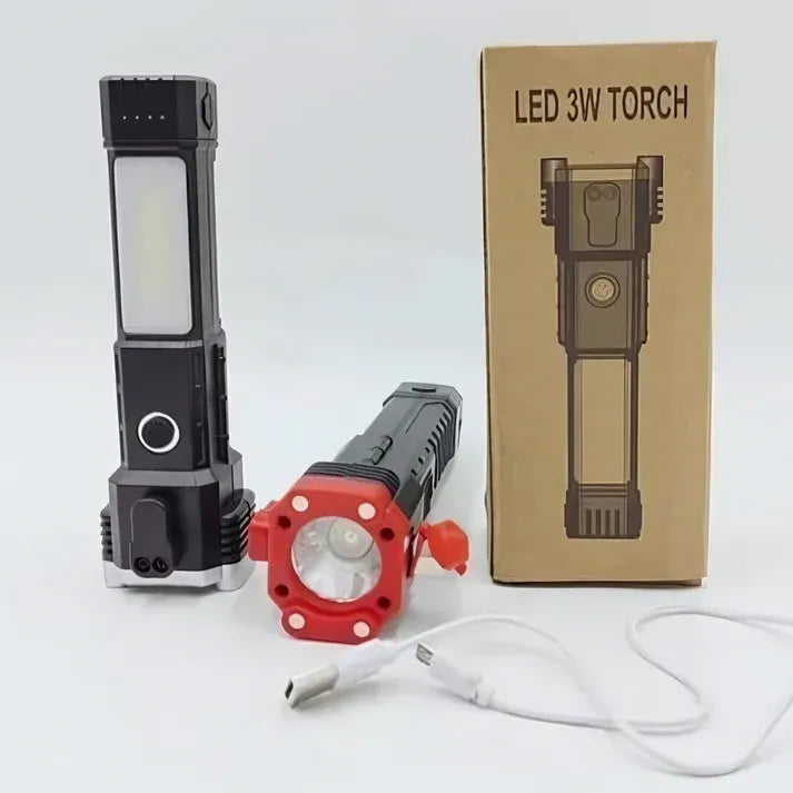 Multifunction Emergency Hammer Flashlight with Power Bank