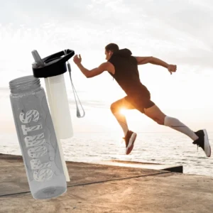 Black Stylish Water Sport Bottle 1000ml With Straw