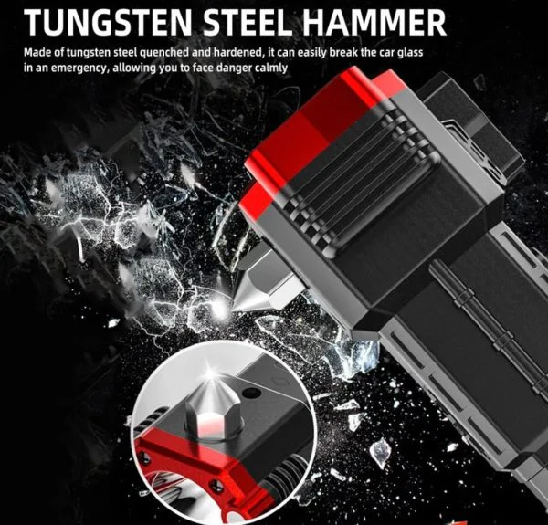 Multifunction Emergency Hammer Flashlight with Power Bank USB - Image 4
