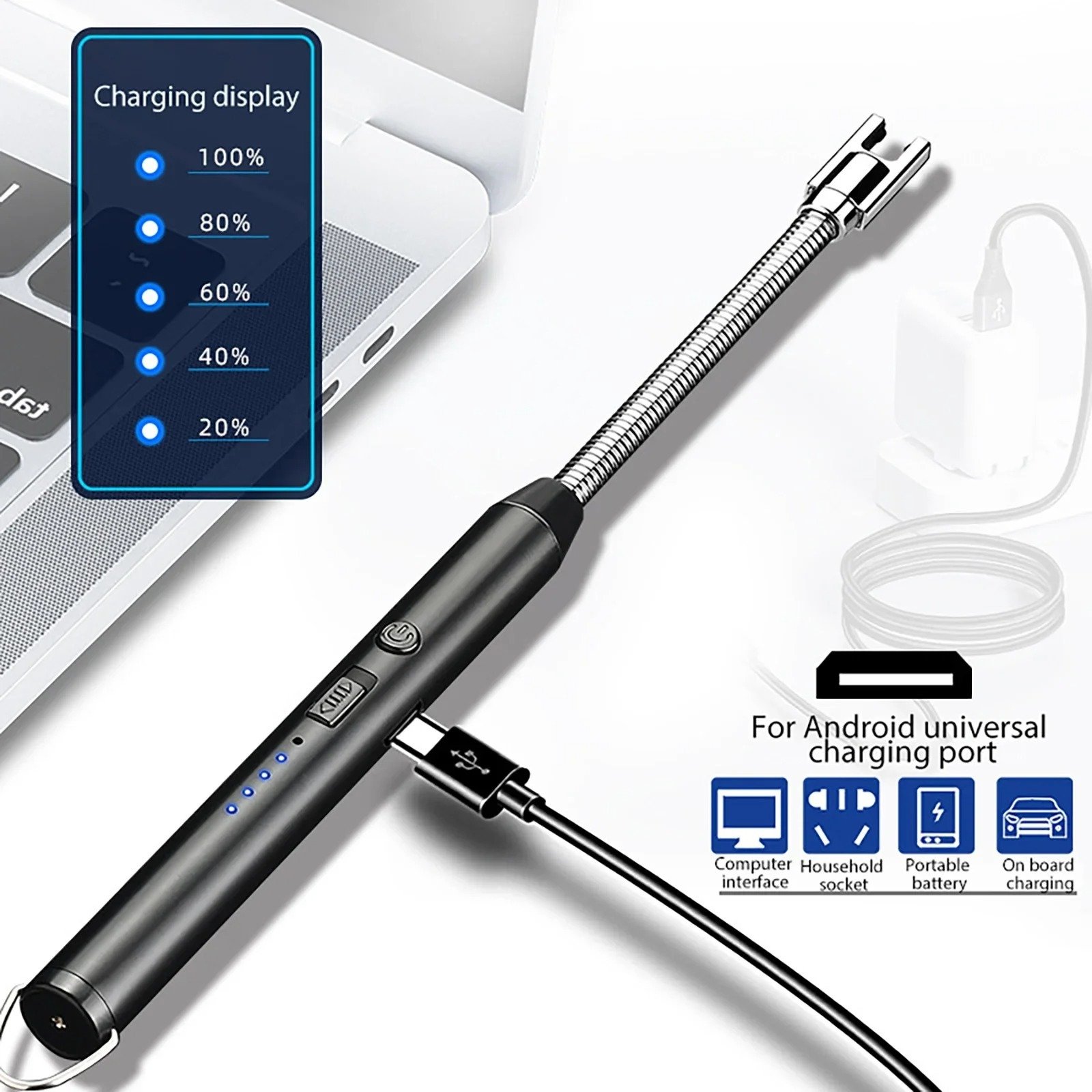 Stainless Steel Electric Rechargeable Arc Lighter USB Flameless - Image 3